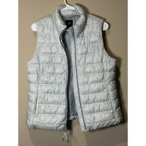 Gap Puffer Vest Womens Size Medium Geometric Print Full Zip Collar